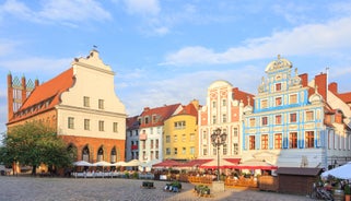 Photo of aerial view of Dziwnów town in north-western Poland situated on the Baltic Sea.