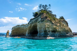 photo of an aerial view of Sidari is a settlement in the northern part of the island of Corfu, Greece. Famous for its beaches and magnificent cliffs.