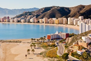 Photo of aerial view from a hill on a Spanish resort city Cullera, Spain.