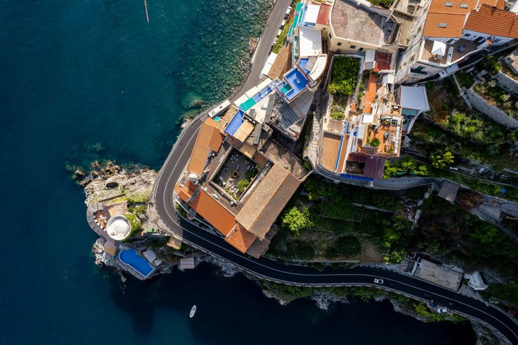 Drone Shot of Amalfi Drive and Houses on the Amalfi Coast in Italy.jpg