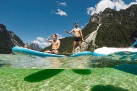 Viagem de meio dia de stand-up paddle (SUP) no Lago Predil