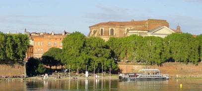 Photo of Toulouse and Garonne river aerial panoramic view, France.