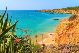 Photo of Carvoeiro fishing village with beautiful beach and colourful houses, Portugal.