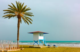 Photo of the seafront and the city of Limassol on a Sunny day, Cyprus.