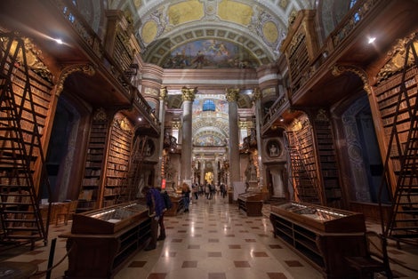 Photo of Interior of the Austrian National Library located in the Neue Burg Wing of the Hofburg palace, Vienna, Austria.
