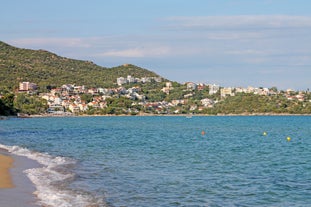 Photo of aerial view of village Palio coast, Kavala, Greece.