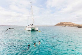 Corralejo: Sigling með katamaran til Lobos eyju með drykkjum og snorkl