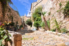 Photo of aerial view of the old town and St Paul church, Hyeres, France.