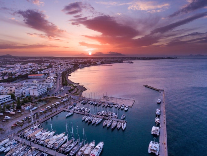 Photo of Kos island, aerial view of Marina. Greece.