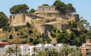 Photo of aerial view from a hill on a Spanish resort city Cullera, Spain.