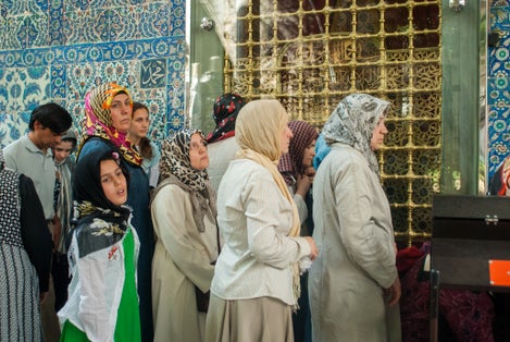 Muslim women in Eyup Sultan Mosque.