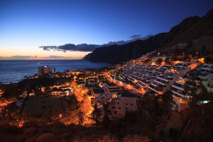 Photo of landscape of Los Gigantes at night ,Tenerife, Spain.