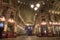 Photo of Leadenhall Market at night in London, UK.