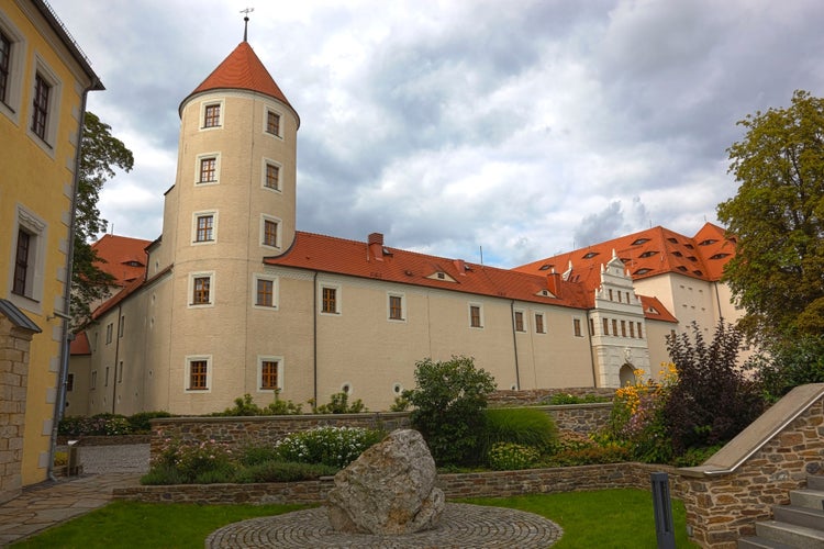 Photo of Freudenstein Castle, Schloss Freudenstein, is located on the Schlossplatz, Castle Square, on the edge of the town centre of Freiberg in the German state of Saxony .