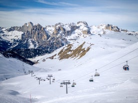 photo of Glimpses of the mountain village of San Giovanni di Fassa, Vigo di Fassa, Val di Fassa, Trento, Trentino Alto Adige, Italy.