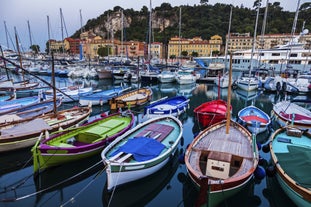 photo of an aerial panoramic view on marina in Beaulieu sur Mer, France.