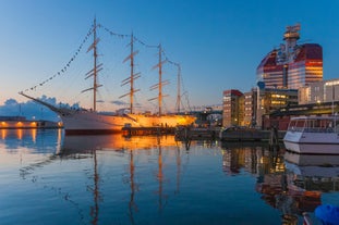 Photo of the city center and the port of Helsingborg in Sweden.