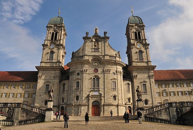 photo of view of Benedictine Abbey of Einsiedeln in Switzerland.