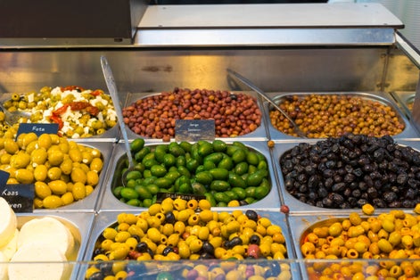 Photo of Many kind of food on sell in Albert Cuyp Market in Amsterdam, Netherlands.