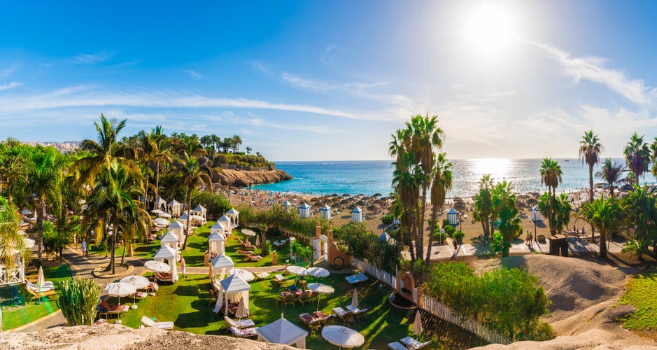 View of El Duque beach at Costa Adeje. Tenerife, Canary Islands, Spain