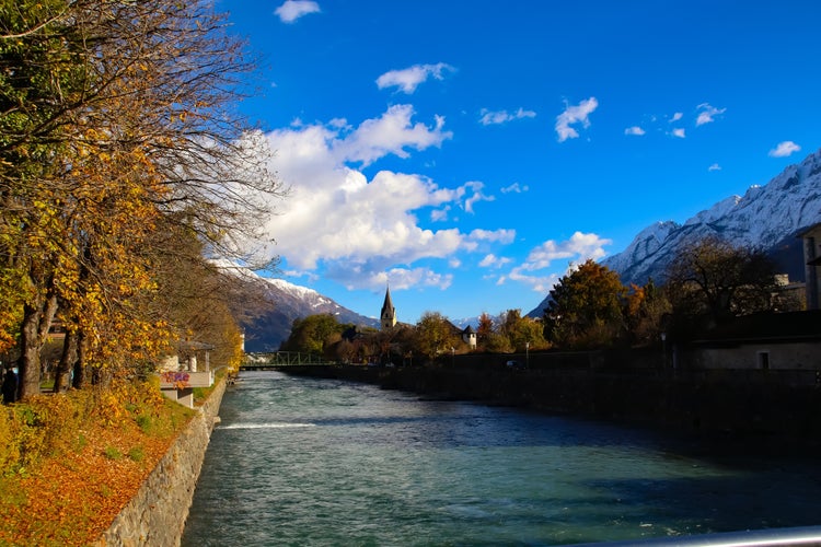 PHOTO OF VIEW OF Lienz Iselkai, Lienzer Dolomites, beautiful autumn, November.