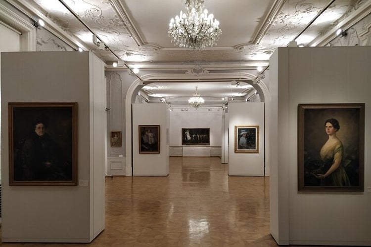 The Nationa Art Gallery in Sofia with classic portraits displayed on white panels..jpg