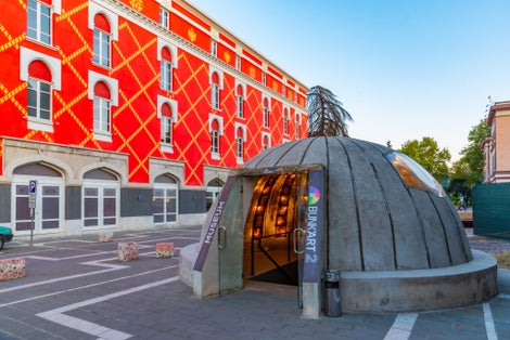 Photo of entrance to Bunk'Art 2 museum in Tirana, Albania.