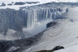 ホッキョクギツネ旅行Dettifoss湖Mývatn冬のプライベートスーパージープツアー