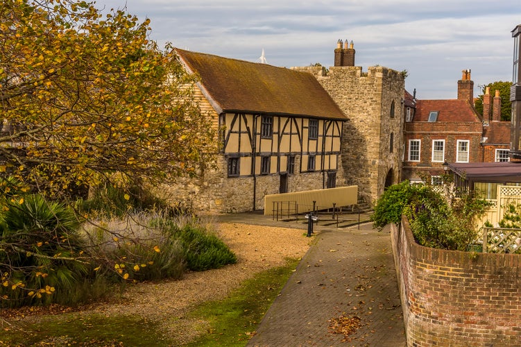 photo of view of A view of the ruins of the medieval walls in Southampton, UK in Autumn