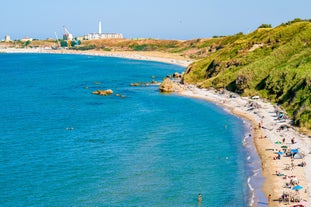 Photo of aerial view of Vasto Marina and Adriatic sea, Italy.