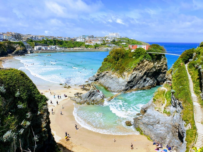 Photo of Newquay Beach on a hot summers day.