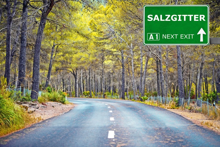 SALZGITTER road sign against clear blue sky