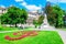 photo of view of Statue of famous composer Wolfgang Amadeus Mozart in the Burggarten, Vienna, Austria.