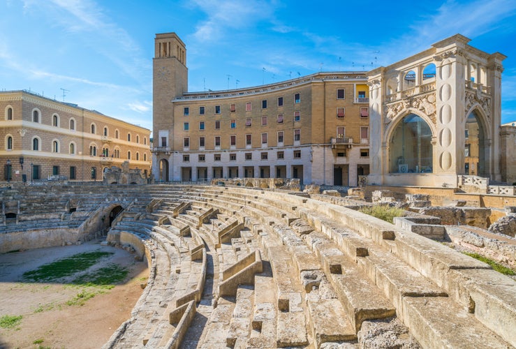 Ancient Roman Amphitheatre in Lecce, Puglia region, southern Italy