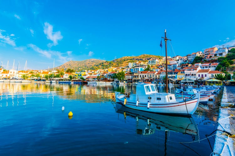 Photo of Pythagorion Town and harbor in Samos Island.