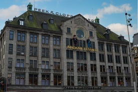 Amsterdam Netherlands dancing houses over river Amstel landmark in old european city spring landscape.