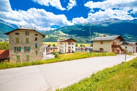 photo of panoramic view of Bormio town in Italy.