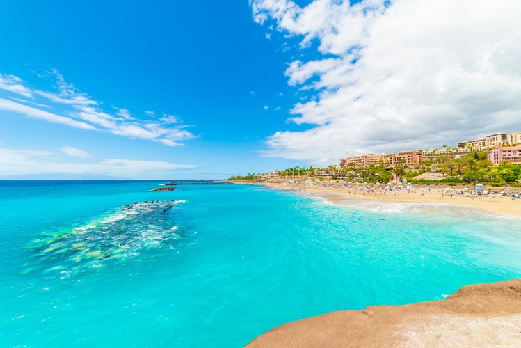 Photo of El Duque beautiful beach at Costa Adeje. Tenerife, Canary Islands, Spain.