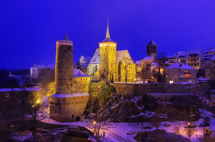 Photo of Bautzen night winter ,Germany .