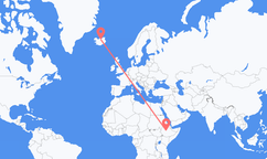 Flyrejser fra Addis Ababa til Akureyri