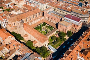 Photo of Toulouse and Garonne river aerial panoramic view, France.