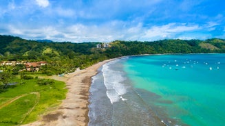 Photo of an aerial view of a mediterranean spanish beach (San Cristobal beach) at Almunecar, Granada, Spain.