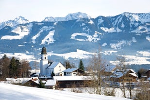 photo of village Ofterschwang in the Bavarian alps Germany.