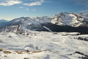 photo of an aerial view of San Martino di Castrozza in Italy.