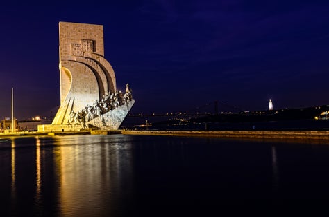 Photo of Padrao dos Descobrimentos (Monument to the Discoveries) at night, Lisbon, Portugal.