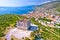 Photo of aerial view of town of Senj and Nehaj fortress , Adriatic sea, Primorje region of Croatia.