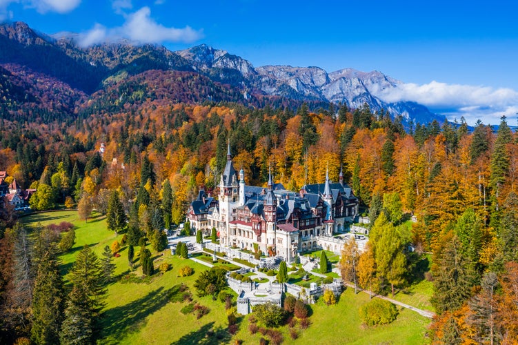 Peles castle in autumn. Sinaia, Prahova county, Romania..jpg