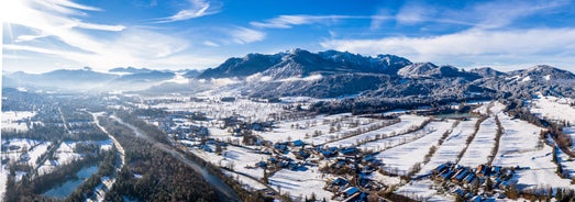 Photo of Lenggries popular tourist resort whether winter or summer in the Isarwinkel, Germany.