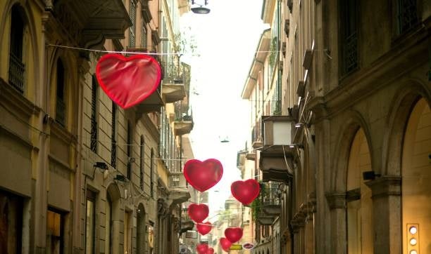 Heart-shaped street decorations in Milan.jpg