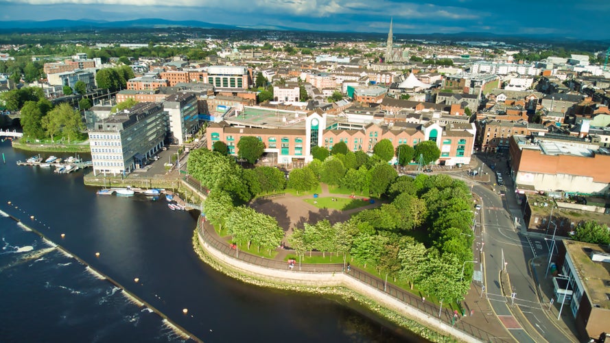 Aerial view of Limerick city center